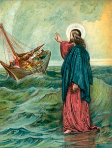 Christ marchant sur la mer - English School