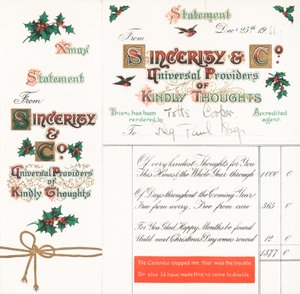Déclaration de Noël (Pensées aimables), carte de Noël
