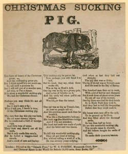 Cochon de lait de Noël, vers daté de 1863