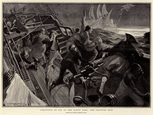 Noël en mer au temps jadis, le bateau fantôme (litho) - English School