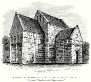 Église de Bradford on Avon, construite par Ealdhelm (gravure) - English School