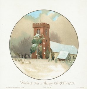 Église dans la neige, Carte de Noël - English School