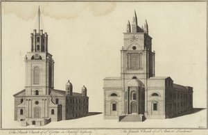 Église St George, Ratcliff Highway et église St John, Limehouse, Londres - English School