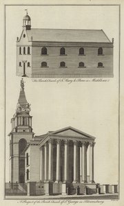 Église St Marylebone à Middlesex et Église St George à Bloomsbury, Londres