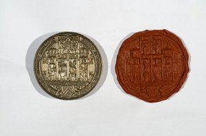 Sceau circulaire avec les armoiries de New College - English School