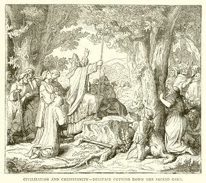 Civilisation et christianisme - Boniface abattant les chênes sacrés - English School