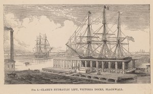 Ascenseur hydraulique de Clarks, Victoria Docks, Blackwall - English School