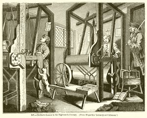 Métiers à tisser des drapiers au XVIIIe siècle - English School