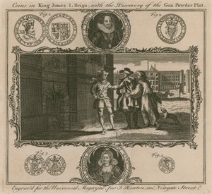 Pièces de monnaie sous le règne de Jacques Ier, avec la découverte du complot des poudres - English School