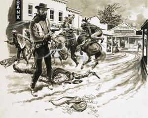 Cole Younger, membre du gang de Jesse James, dans une fusillade
