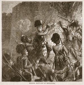 Colonel Maitland à Bhurtpore, illustration de Cassells Illustrated History of India par James Grant, pub. 1879 - English School