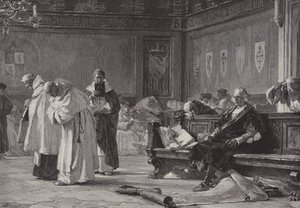 Colomb devant le Conseil de Salamanque (gravure) - English School