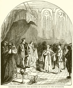 Colomb présentant le frère de Caonabo aux souverains - English School