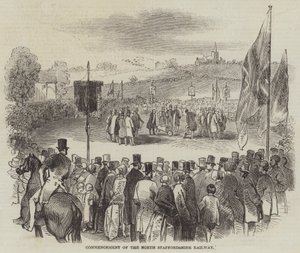 Commencement du chemin de fer du North Staffordshire (gravure) - English School