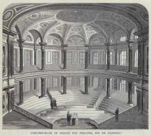 Salle de concert dans la conception pour le théâtre, Rio de Janeiro (gravure)