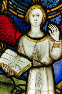 Panneau conservé de la Grande Fenêtre Est à York Minster : 
