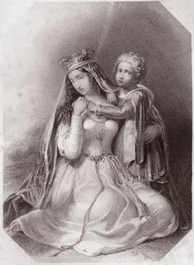 Constance de Bretagne, veuve de Geoffroy Plantagenêt (La Vie et la Mort du roi Jean) Dame Constance veuve de Geoffroy II, duc de Bretagne (La Vie et la Mort du roi Jean) dans - « Galerie des femmes de Shakespeare, collection de quarante-cinq portraits séri - English School