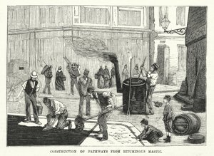 Construction de chemins en mastic bitumineux (gravure) - English School
