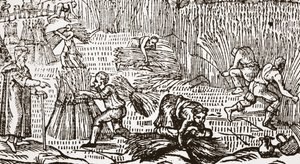 Gravure contemporaine montrant la récolte