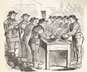 Condamnés grattant des boulets, illustration de The Criminal Prisons of London and Scenes from Prison Life par Henry Mayhew et John Binny, pub. 1862 - English School