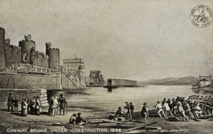 Pont de Conway en construction, 1848