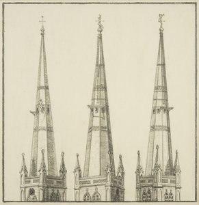 Copie de dessin du clocher de St Nicholas, montrant le retrait de la girouette