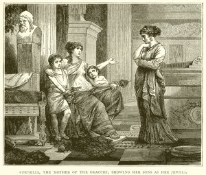 Cornélie, la mère des Gracques, montrant ses fils comme ses bijoux - English School