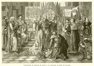 Couronnement à Cracovie de Louis Ier de Hongrie comme roi de Pologne - English School