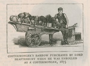 Brouette de costermonger achetée par Lord Shaftesbury lorsqu