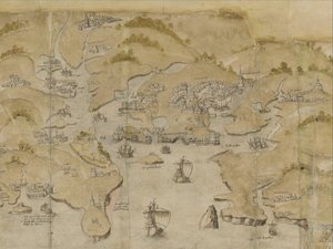 Carte de la côte entre Fowey et Salcombe, y compris Plymouth. Partie d