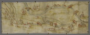 Carte de la rivière Trent et de ses affluents entre Nottingham et Newark, c.1540 - English School