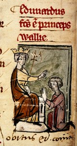 Édouard de Caernarvon (Édouard II) créé Prince de Galles et Comte de Chester par son père, le roi Édouard I, au parlement de Lincoln, 7 février 1301, de 