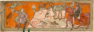 Chasse au faucon, illustration pour octobre d