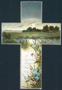 Scène de campagne dans une croix, Carte de Noël - English School