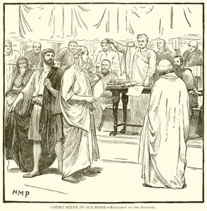 Scène de cour dans la vieille Rome.--Expulsion des sophistes - English School