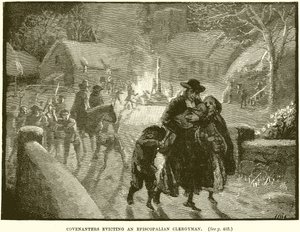 Les covenanters expulsant un clergyman épiscopalien - English School