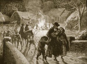 Covenanters expulsant un clergyman épiscopalien (illustration de Cassells Illustrated History of England) - English School