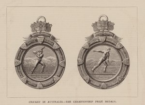 Cricket en Australie, médailles de prix du championnat (gravure) - English School