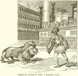 Criminel combattant avec un lion affamé - English School