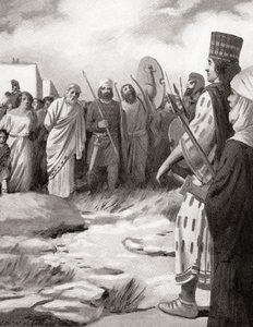Crésus de Lydie conduit devant Cyrus le Grand lors de la capture de Sardes, vers 546 av. J.-C., tiré de l