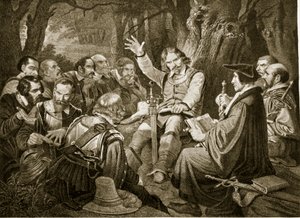 Cromwell avant la bataille de Dunbar, 1650, illustration de Hutchinsons Story of the British Nation, c.1923 - English School