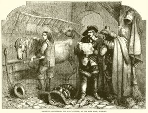 Cromwell découvrant la lettre du roi, au Blue Boar, Holborn - English School