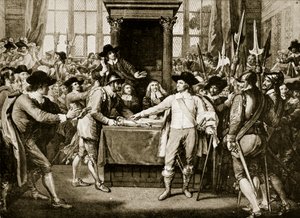 Cromwell dissolvant le Long Parlement, 1653, illustration de Hutchinsons Story of the British Nation, c.1923 - English School
