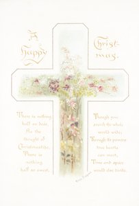 Croix avec des fleurs, Carte de Noël - English School