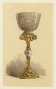 Coupe ou calice en onyx oriental monté en or émaillé - English School