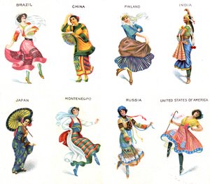 Danseurs du monde, cartes de cigarettes, 1915 - English School