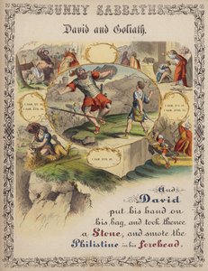 David et Goliath (gravure en couleur)