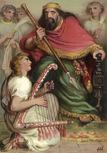 David jouant de la harpe devant Saül - English School