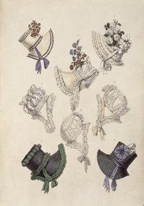 Bonnets de jour, planche de mode de Ackermann