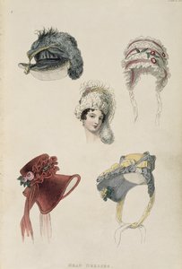 Bonnets de jour, planche de mode de Ackermann
